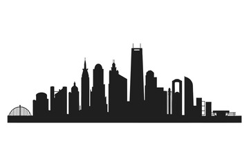 Fototapeta premium Chicago Skyline Silhouette: A bold graphic representation of the city's iconic architecture.