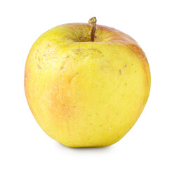 One whole wrinkly apple isolated on white