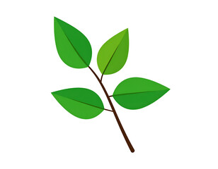Obraz premium Simple illustration of a sprig with four vibrant green leaves