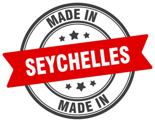 Made in Seychelles round sign. Made in Seychelles stamp.