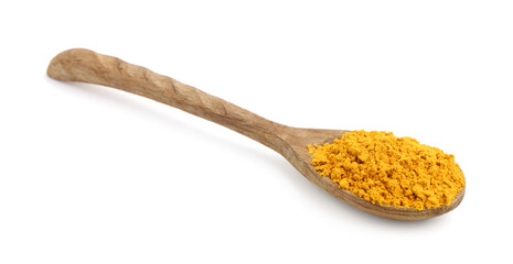 Superfood supplement. Turmeric powder isolated on white