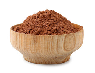 Superfood. Cacao powder in bowl isolated on white