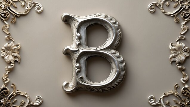 Exquisite silver font design showcasing the letter b