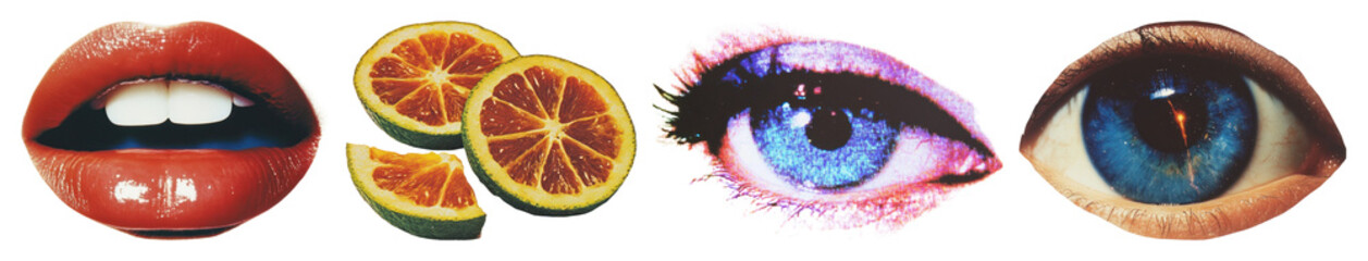 Fototapeta na wymiar PNG Vibrant pop art collage, element set on transparent background