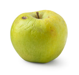 One whole rotten apple isolated on white