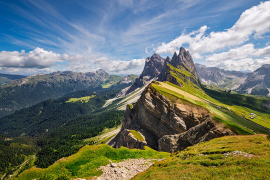View of Seceda, Odle, Dolomites, Italy