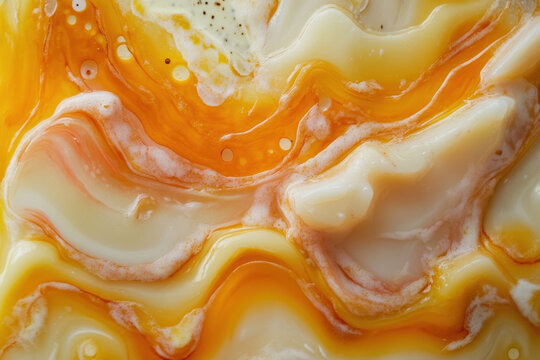 Close-up of orange and white swirled cake.