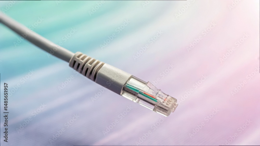 Poster fiber interface cable with contrast color background and soft minima