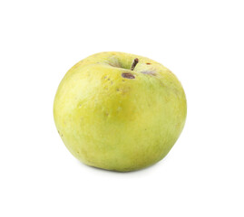 One damaged green apple isolated on white