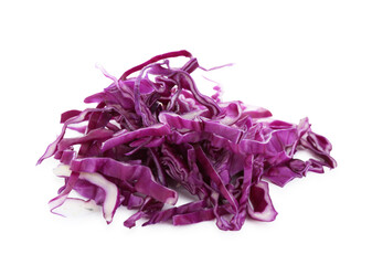 Pile of shredded red cabbage isolated on white