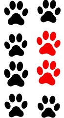 Red Paw Prints: A Bold Contrast