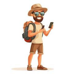 Adventurous Traveler with Smartphone
