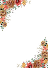 Watercolor flowers background vector for design.