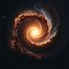 Spiral Galaxy in Dark Space: A Cosmic Swirl of Brown and White