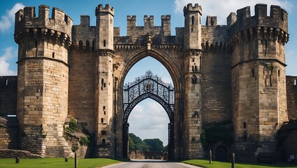 Fototapeta premium Majestic medieval gate reflecting timeless grandeur