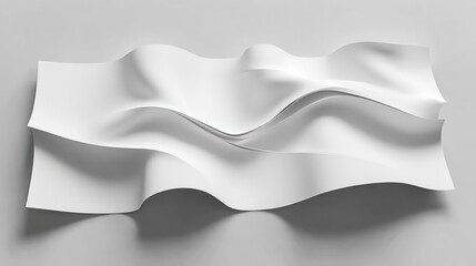 Fototapeta premium white abstract paper or fabric with smooth flowing curves laid flat creating soft shadows and a sense of gentle movement and calmness