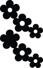 Simple black floral silhouettes aligned in a clean vertical flow ideal for prints crafts and designs