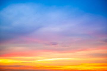 Beautiful , luxury soft gradient orange gold clouds and sunlight on the blue sky perfect for the background, take in evening,Twilight, Large size, high definition landscape photo
