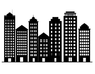 Illuminated cityscape at night, showcasing various building heights and designs