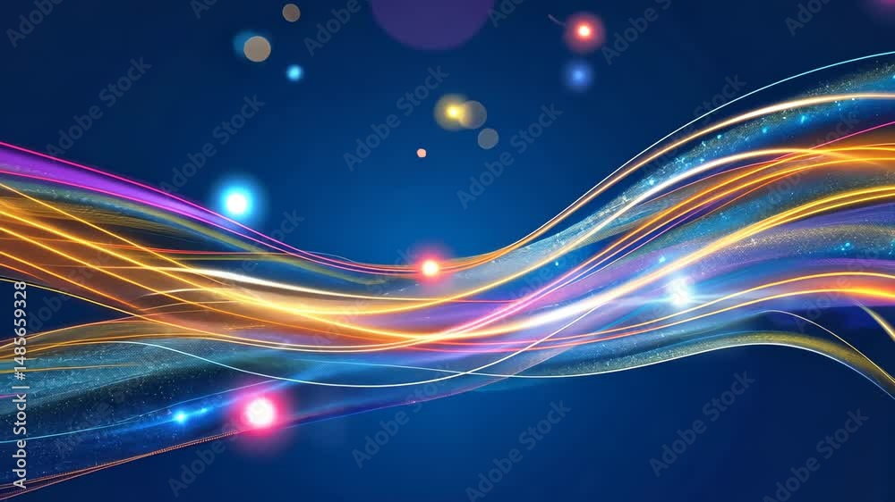 Wall mural abstract flowing lines: an abstract composition of flowing lines in vibrant colors dances against a 