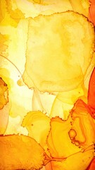 A vibrant background featuring a blend of bright yellow and deep red hues, adorned with delicate green leaves scattered throughout, creating a lively atmosphere.