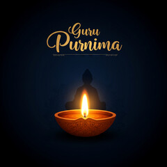 Illuminated Guru Purnima Diya with Guru