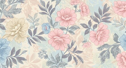 Vintage Floral Pattern with Soft Colors