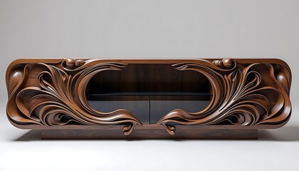 Carved wood cabinet art nouveau furniture design decor