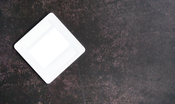 White Plastic Slide Frame Mount for slide film, transparent cutout isolated mock up template, Retro element, nostalgia, photograh, film camera in dark background