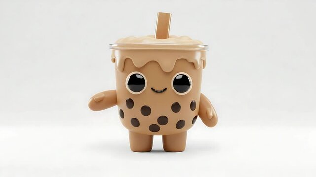 Cartoon bubble tea character isolated on a white background studio shot