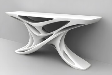 White designer space table. Interior design concept. Isolated object on white background.