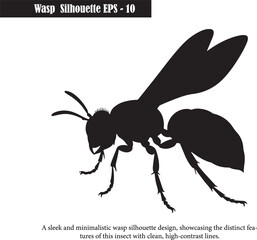 High-Contrast Wasp Silhouette Vector - Minimalist Insect Design