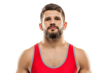 focused wrestler ready for competition isolated on white background