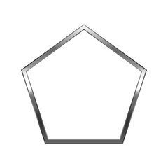 Pentagon silver frame. Isolated luxury pentagon silver grey border. Gray pentagon flat frame mockup design element. Vector illustration.