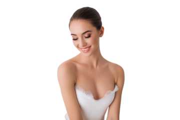  graceful ballerina in white dress isolated on white background