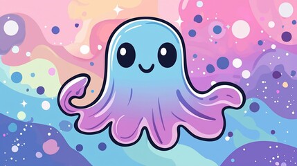 Cute Octopus in Pastel Galaxy