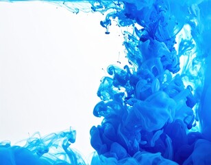 A mesmerizing swirl of vibrant blue ink disperses gracefully in clear water, creating captivating patterns and fluid shapes that evoke a sense of tranquility.