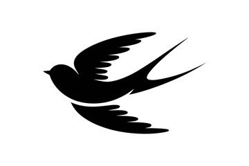 Black swallow bird flying silhouette vector image