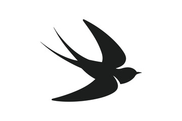 Black silhouette of a swallow bird flying vector