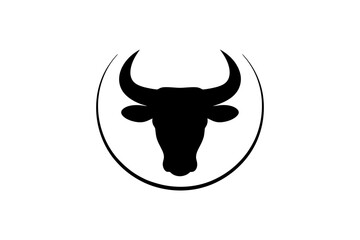 Black bull head silhouette vector animal symbol