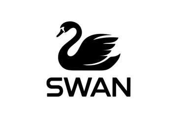 Elegant black swan logo design vector illustration
