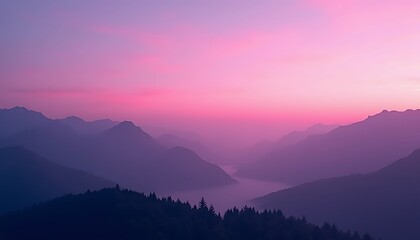 Obraz premium Purple mountain range sunset landscape nature scenery