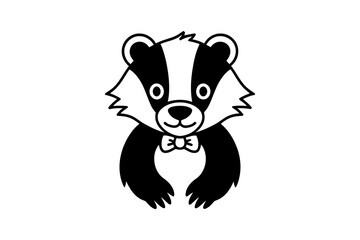 Cute badger with bow tie animal vector illustration