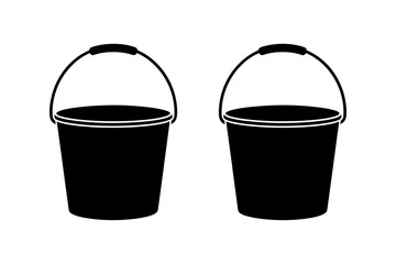 Two black buckets vector illustration silhouette