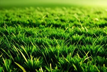 Fototapeta premium Beautiful Blurred Background of Spring Green Grass Meadow with Trees in a creating a serene atmosphere on a Summer Day Landscape .generative ai