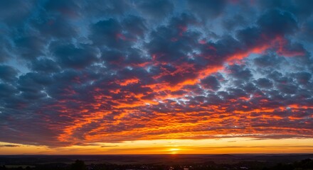 Dramatic Sunrise Clouds Golden Hour Sky Above Horizon