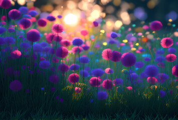 Purple growing beautiful and bright different illustration.generative ai