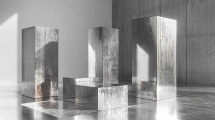 Modern, Minimalist Display Cubes in Concrete Setting, for Product Presentation
