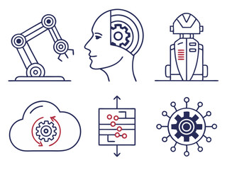 Vector icon set for web design illustration with people symbols business and technology concepts