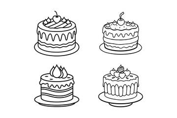 cake vector line art illustration
